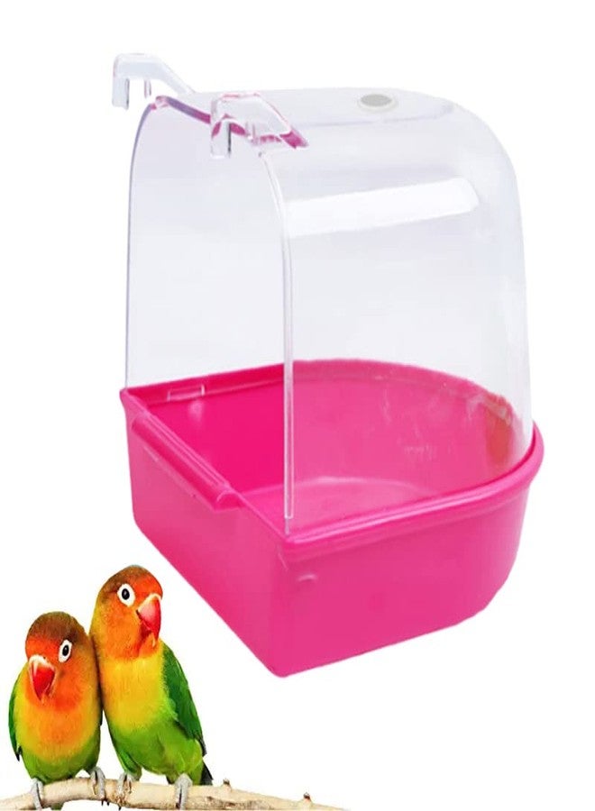 Western Era Bird Bath Tub Hanging Covered Durable & Non-Toxic - Birdcage Outside Bathing Tub for Small Brids Budgerigar Canary Parrots - Bird Cage Accessories (Pink) - Image 1